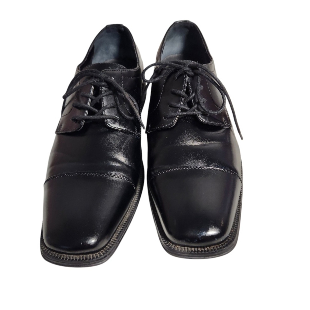 Alfani Black Leather Mens Oxford Shoes  Polished Finish Preppy Formal SZ 11.5 M